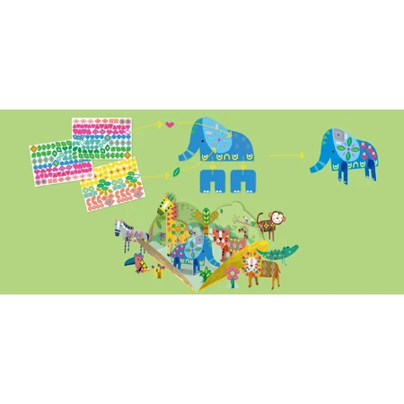 Stick'N'Play creative game with 3D scenes and repositionable stickers - Safari Animals