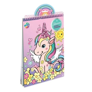 Libro para colorear con pegatinas y purpurina, motivo unicornio, A4, 16 páginas