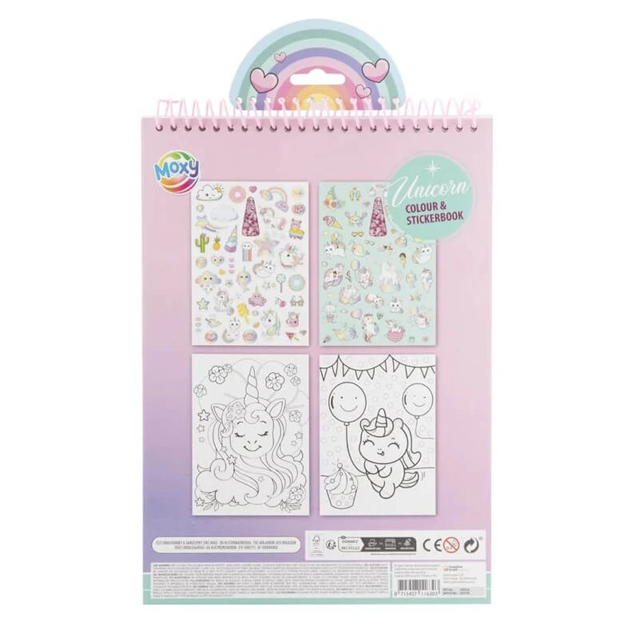 Libro para colorear con pegatinas y purpurina, motivo unicornio, A4, 16 páginas