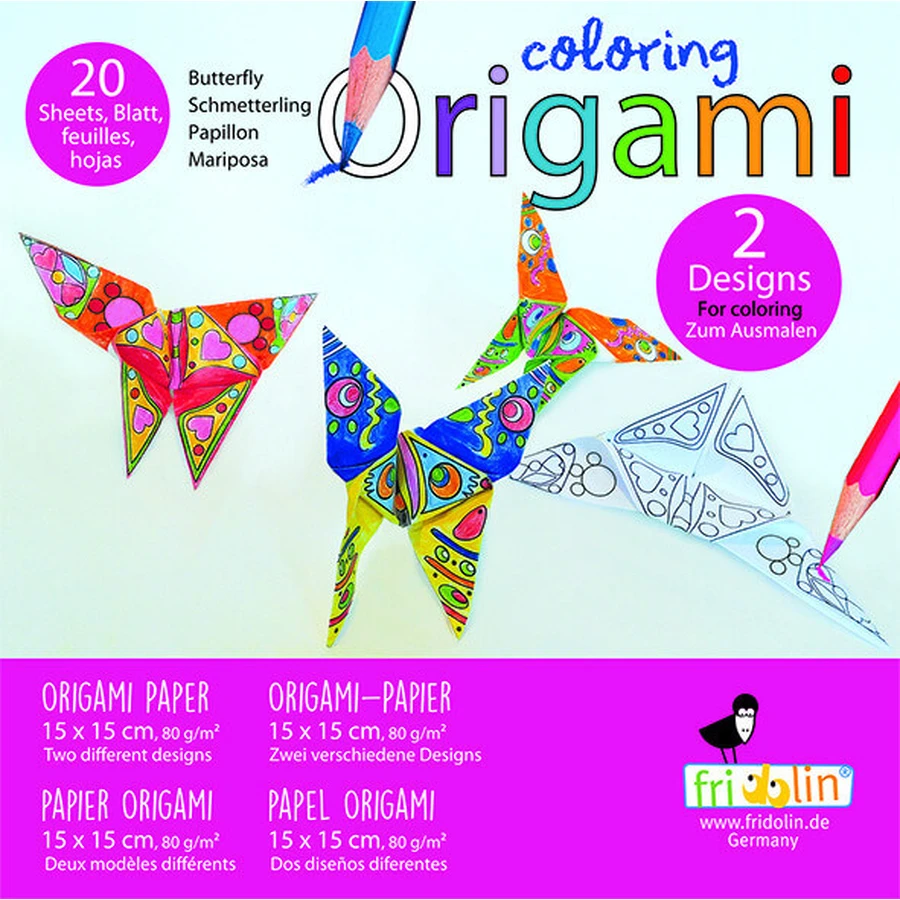 Origami Coloriage papillons, Fridolin