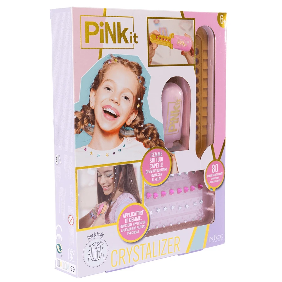 Creative set with multifunctional crystal and decorative stone applicator - Pink It Crystalizer