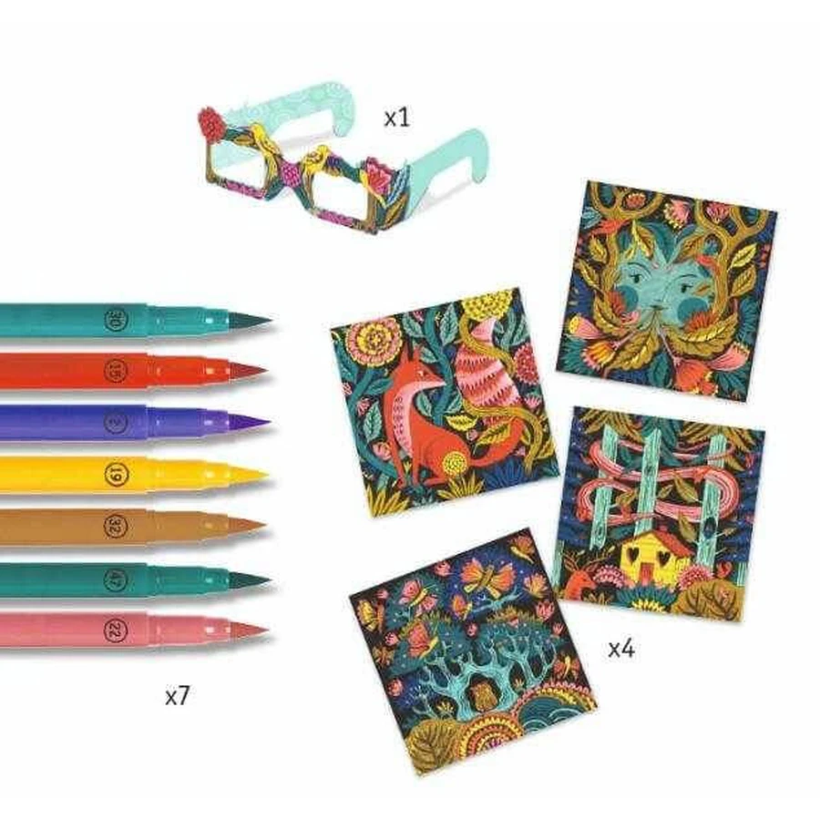 Djeco 3D coloring workshop, Fantasy in the forest