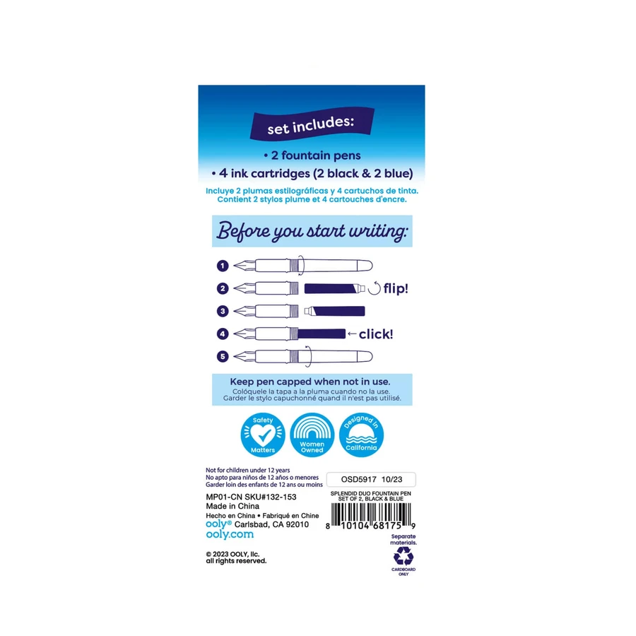 Splendid Duo-Stifte - 2er-Set mit 4 Minen mit blauer und schwarzer Tinte
