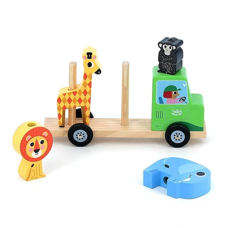 Tractor con 4 animales - Juguete apilable de madera - Vilac