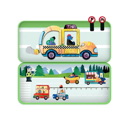 Puzzle magnétique dans une boîte en métal, jeu d'association et de correspondance - Cars