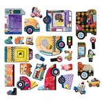 Puzzle magnétique dans une boîte en métal, jeu d'association et de correspondance - Cars