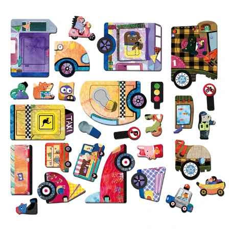 Puzzle magnétique dans une boîte en métal, jeu d'association et de correspondance - Cars