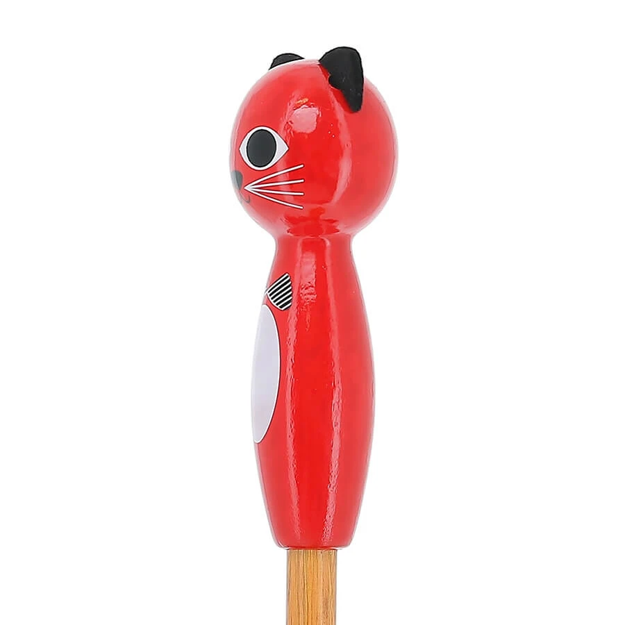 Parapluie enfant avec manche en bois - Chat rouge - Vilac