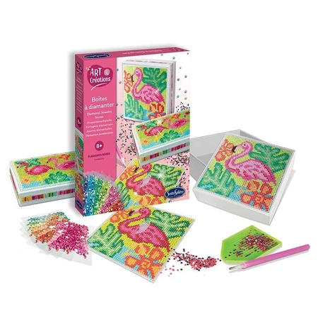 Boîtes créatives avec diamants / strass - Flamingo - Sentosphere