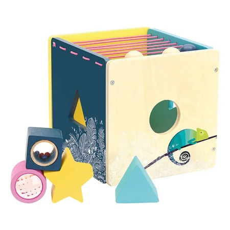 Wooden shape sorting box - Sound cubes - Vilac