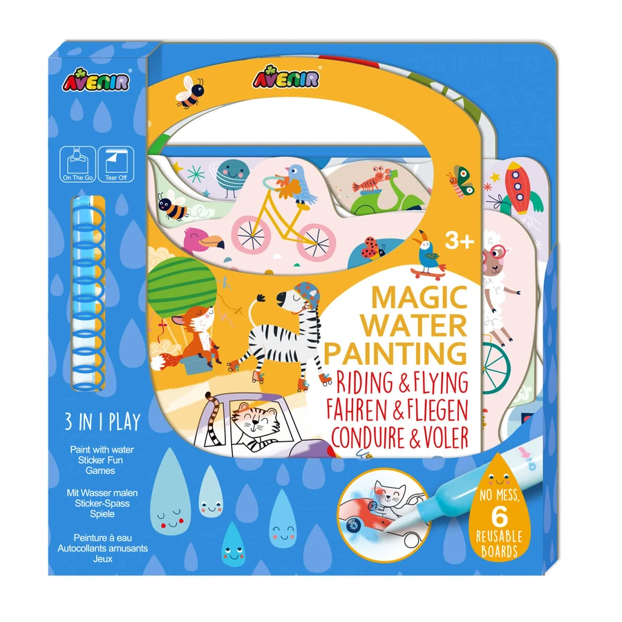 Tragbares Wasser-Malbuch, Aufkleber und Spiele - Reiten & Fliegen