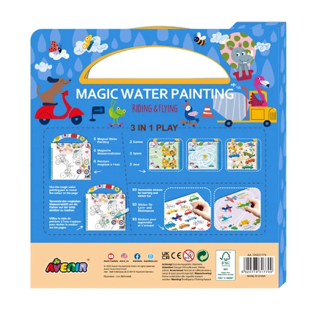 Tragbares Wasser-Malbuch, Aufkleber und Spiele - Reiten & Fliegen