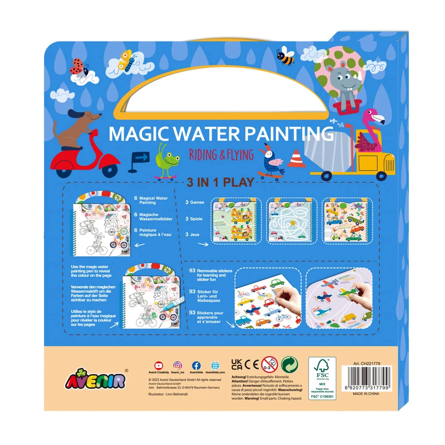 Tragbares Wasser-Malbuch, Aufkleber und Spiele - Reiten & Fliegen