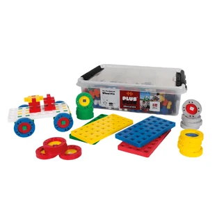 Educatieve bouwset Plus-Plus, 200 grote stukken, mix, met wielen en bodemplaten