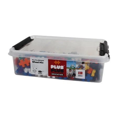 Educatieve bouwset Plus-Plus, 200 grote stukken, mix, met wielen en bodemplaten