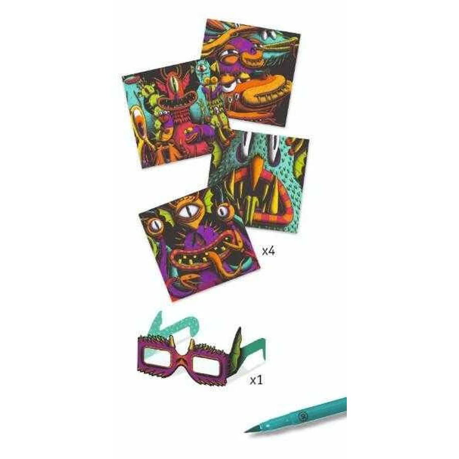 Djeco 3D taller para colorear, Monstruos lindos