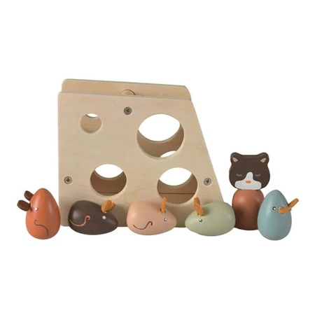 Gioco di impilamento di formaggio, gatto e topo