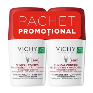 Clinical Control Antiperspirant Roll-on Déodorant 96H, 50 ml + 50 ml, Vichy