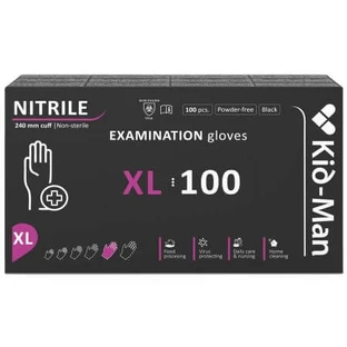 Disposable black nitrile gloves, size XL, 100 pieces, Kid-Man