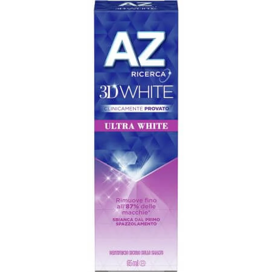 Pasta de dientes blanqueadora 3D White, Ultra White AZ, 65 ml, Research