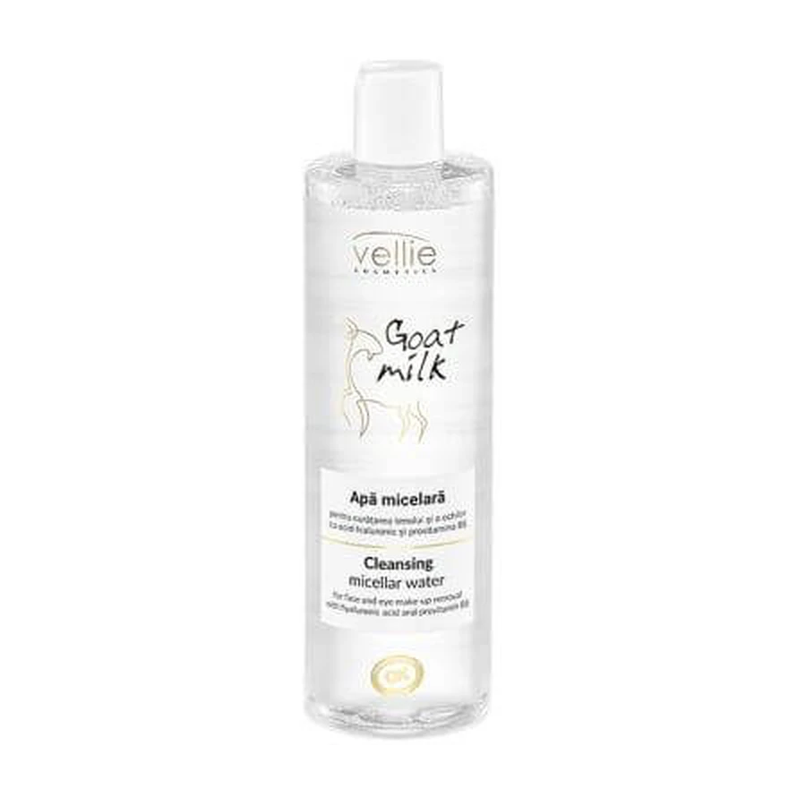 Agua micelar hidratante con Ácido Hialurónico Leche de Cabra, 400 ml, Vellie