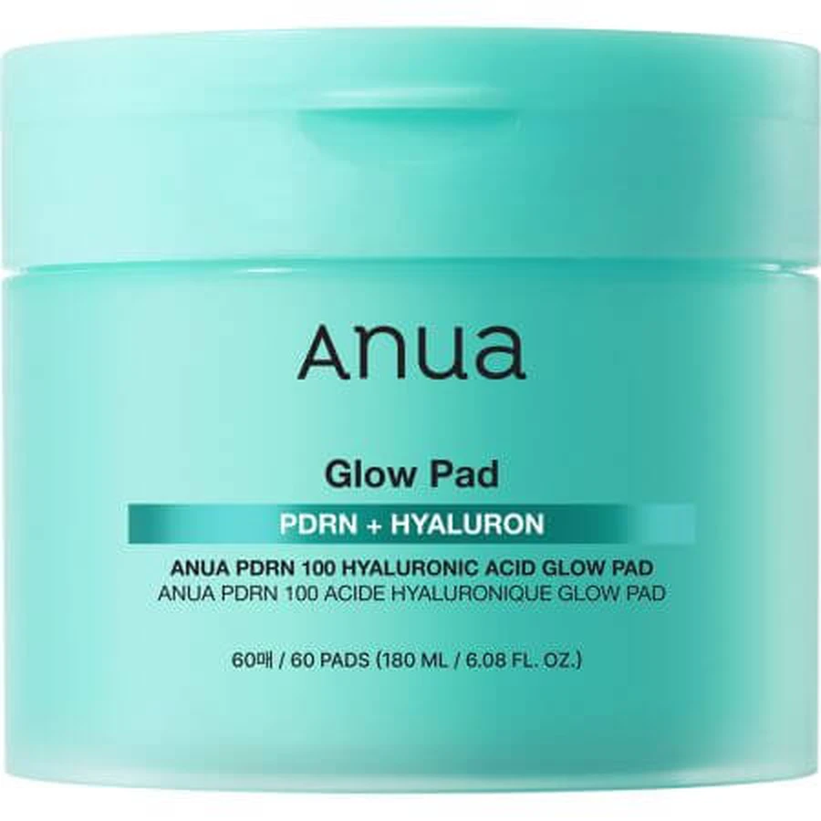 Moisturizing pads with PDRN and hyaluronic acid 100 Hyaluronic Acid Glow Pad Face Toner, 60 pieces, Anua