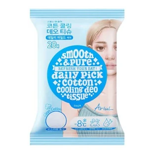Smooth & Pure Cotton Cooling Deodorant Wipes, 20 pieces, Ariul