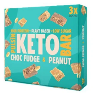 Protein bar with peanuts and chocolate chips Keto Bar, 3x30 g, Pulsin