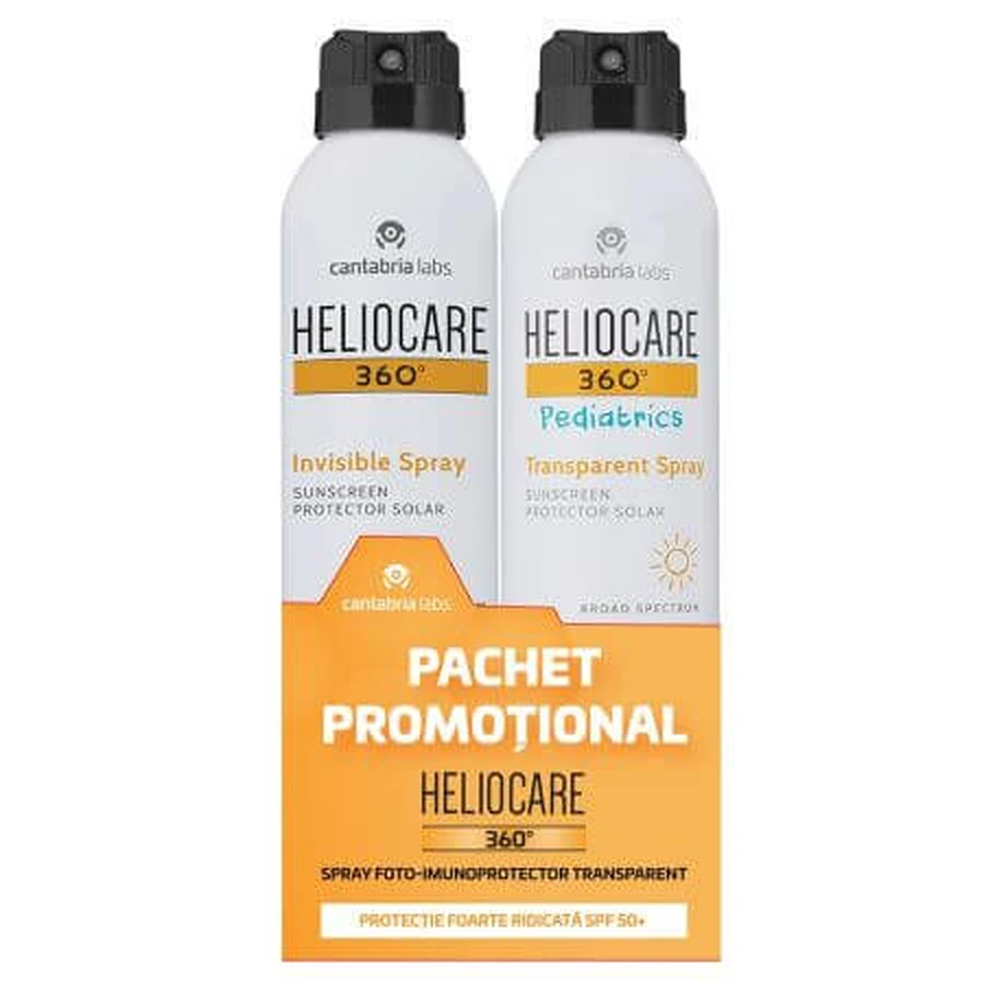 Heliocare 360° Pädiatrie Sonnenschutzspray SPF 50+, 200 ml + Heliocare 360° Unsichtbares Sonnenschutzspray SPF50+, 200 ml, Kantabrien