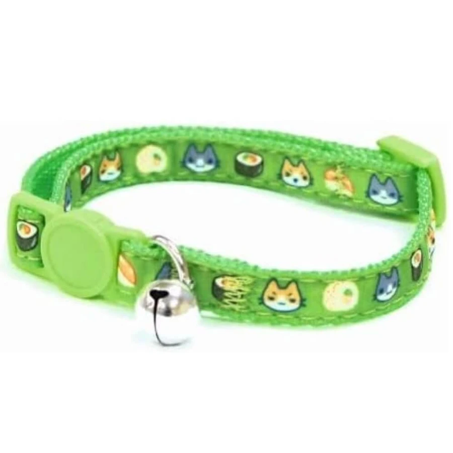 Cat collar for cats 10 x 230-350 mm Catmania Sushi Green, 1 piece, Croci