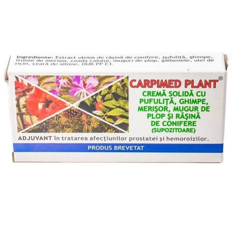 Feste Creme mit Pflanzenextrakten und Koniferenharz Carpimed Plant, 10 Zäpfchen, Elzin Plant