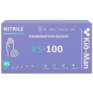 Lila Nitril-Einmalhandschuhe, Größe XS, 100 Stück, Kid-Man