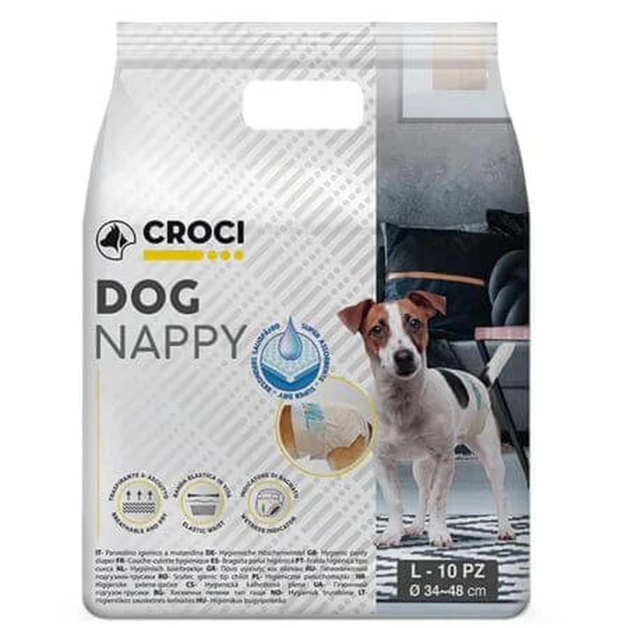 Pañal para perros, LG (34-48 cm), 10 piezas, Pañal para perros, LG (34-48 cm), 10 piezas, Croci