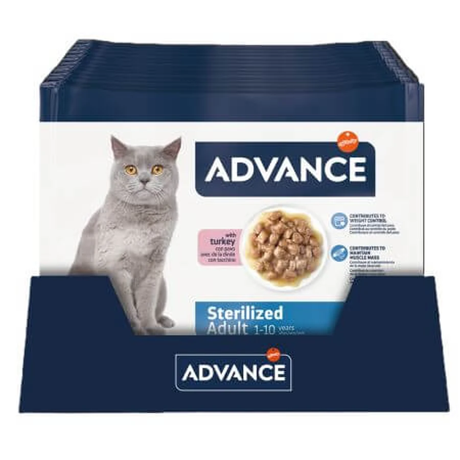 Nassfutter mit Truthahn für sterilisierte erwachsene Katzen, 4x85 g, Advance Veterinary Diets