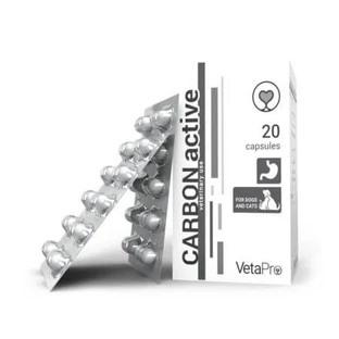 Suplemento digestivo para perros y gatos Carbon Active, 250 mg, 20 cápsulas, Vetapro