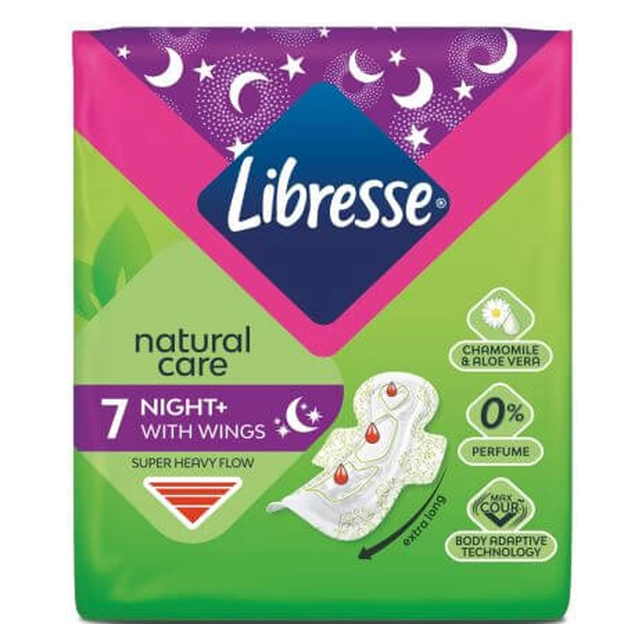 Absorberende Natural Care Maxi Nacht, 7 stuks