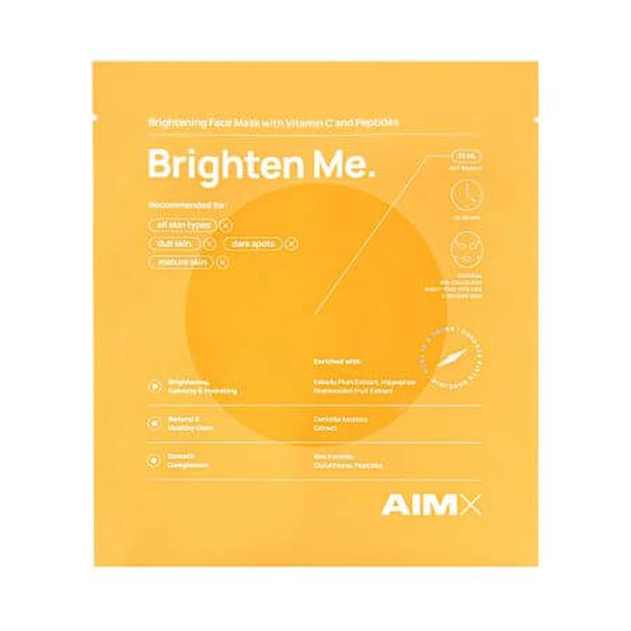 Brighten Me Masque tissulaire à la vitamine C, au glutathion et à la niacinamide Brighten Me, 25 ml, AIMX