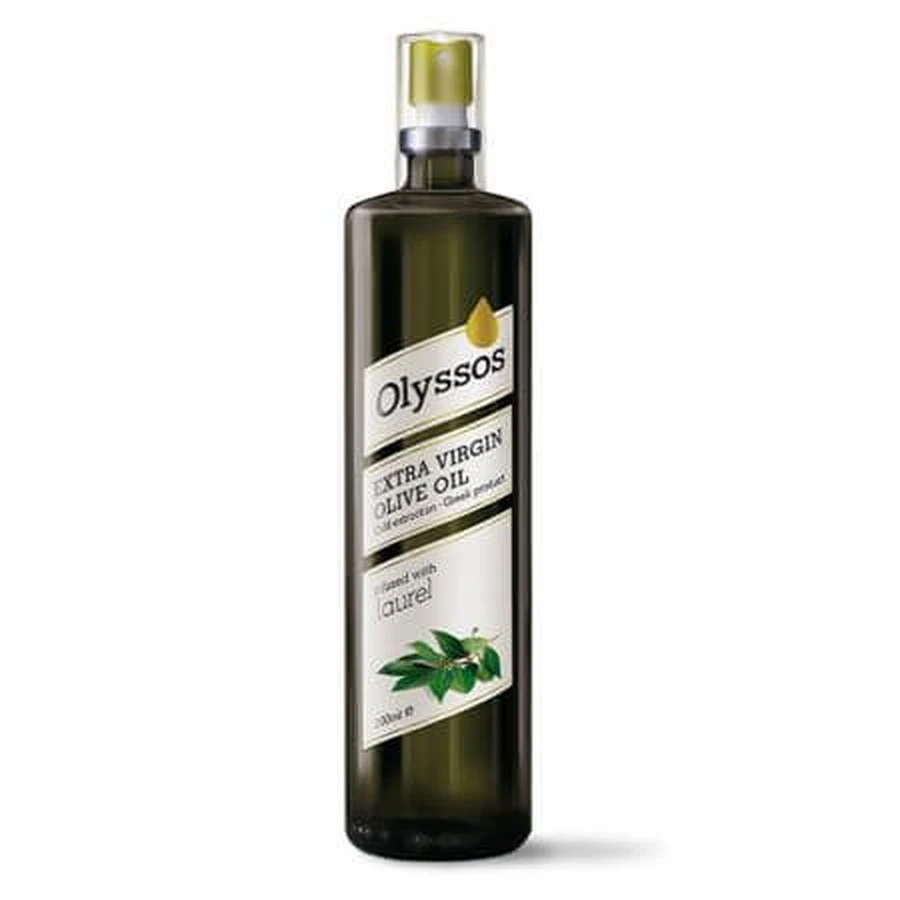 Huile d'olive biologique extra vierge aromatisée au laurier, 200 ml, Olyssos