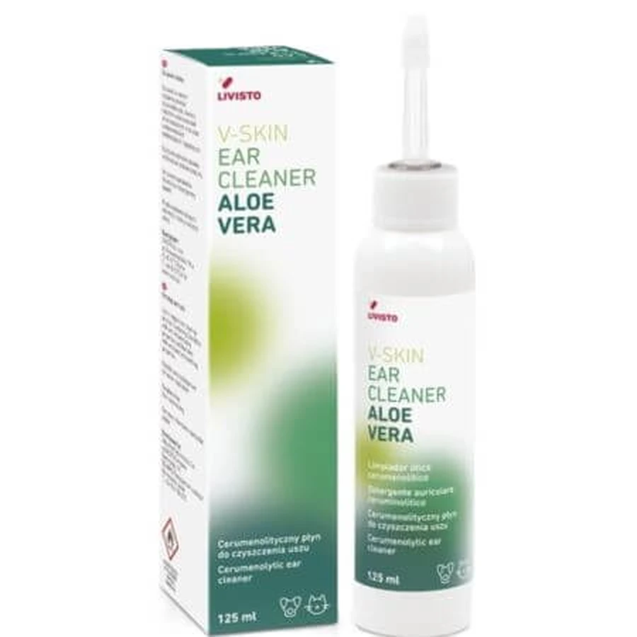 Cerumenolytic solution with aloe vera for ear cleaning V-Skin Ear Cleaner, 125 ml, Livisto