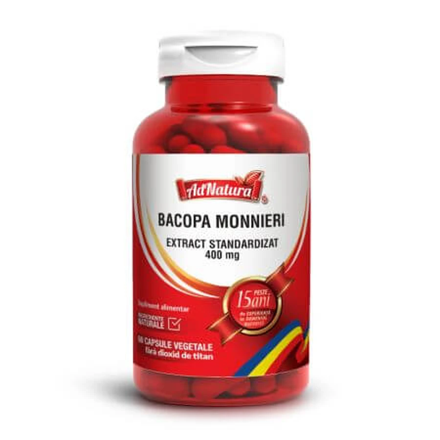Bacopa monnieri, 400 mg, 60 capsules, AdNatura