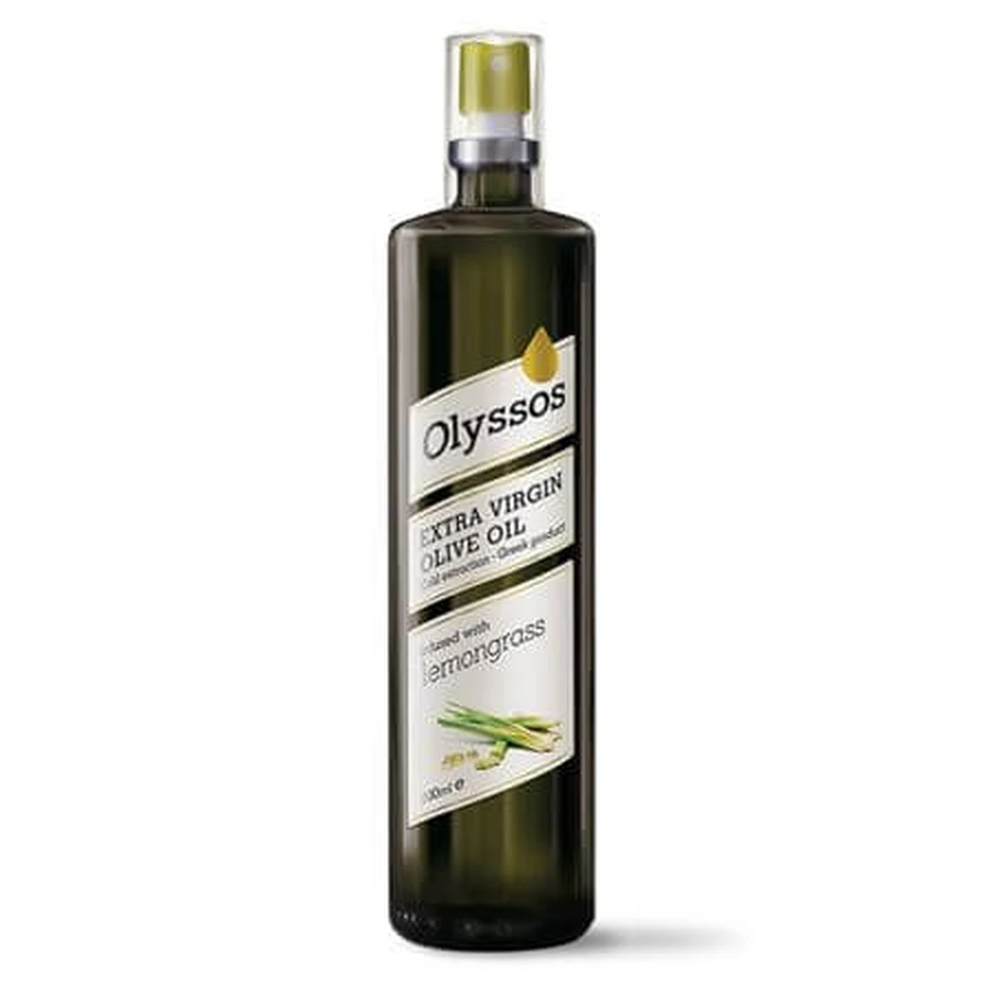 Huile d'olive biologique extra vierge Olyssos aromatisée à la citronnelle, 200 ml, Olyssos