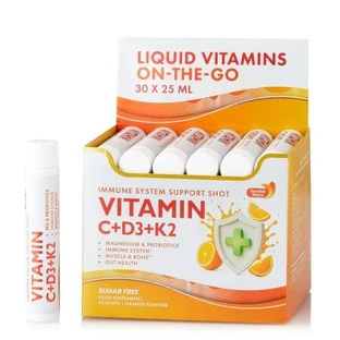 Vitamine C 500 mg + Vitamine D3 + K2 + Probiotiques, 30 flacons x 25 ml, Swedish Nutra