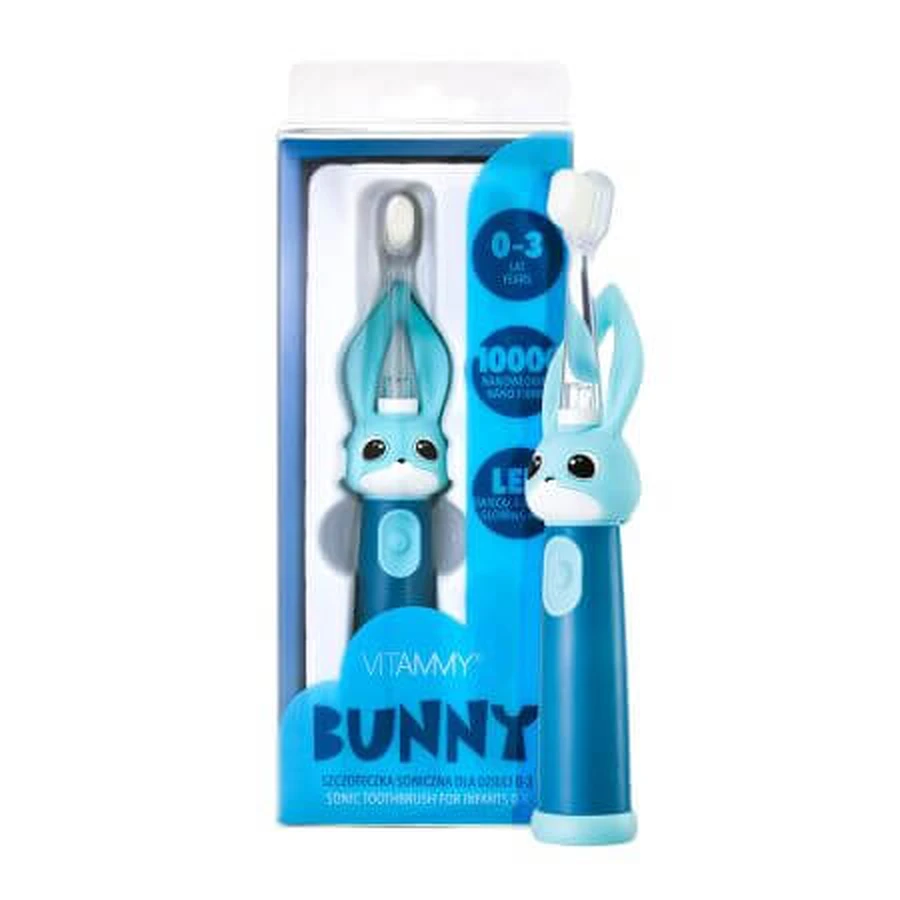 Blauwe elektrische tandenborstel voor kinderen Bunny, Vitammy