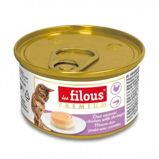 Comida húmeda con pollo y gambas para gatos Duo Mousse, 85 g, Les Filous