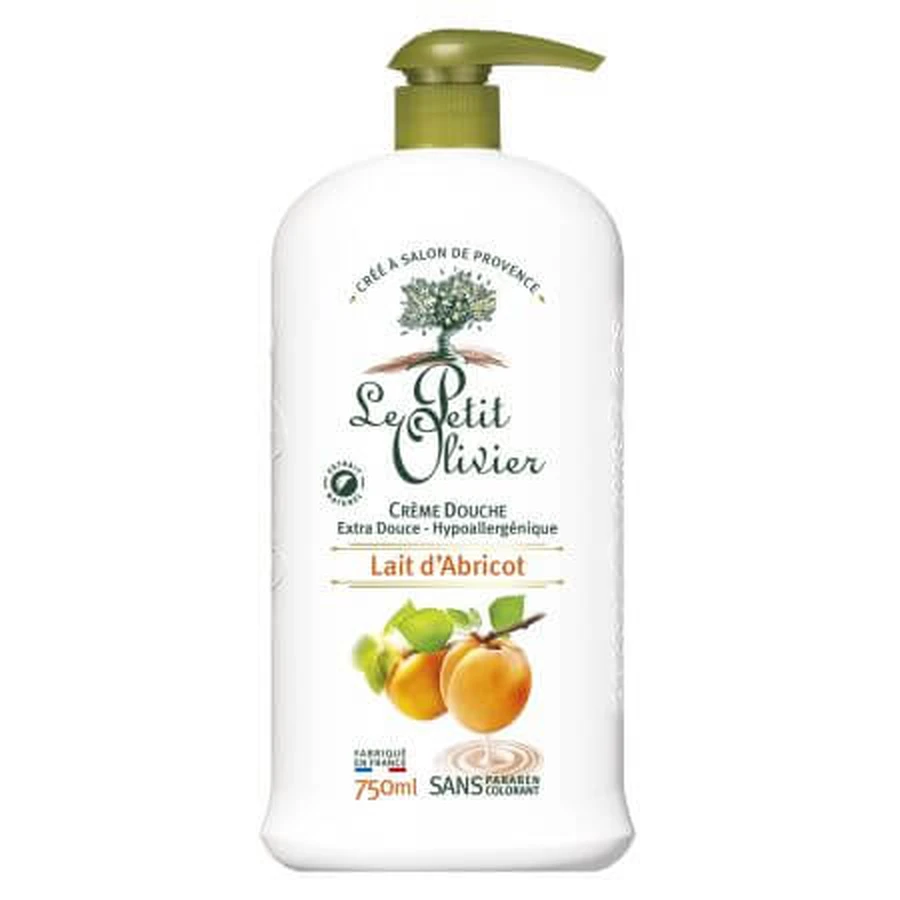 Abrikozenmelkcrème douchegel, 750 ml, Le Petit Olivier
