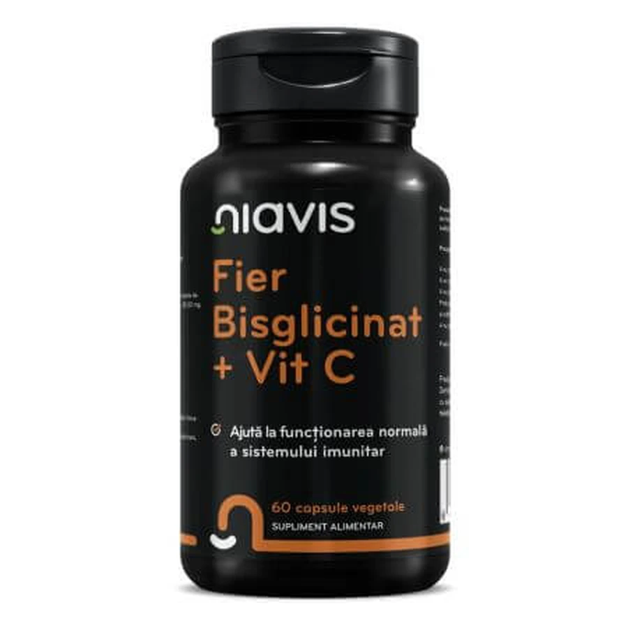 Bisglycinate de Fer + Vitamine C, 60 gélules, Niavis