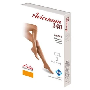 Kniehoge steunkousen Maat L Normaal Beige Phlebo 140, 1 paar, Avicenum