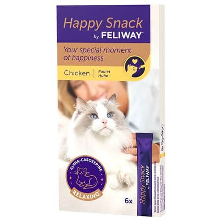 Snacks au poulet pour chats Feliway Happy, 6x15 g, Ceva Sante