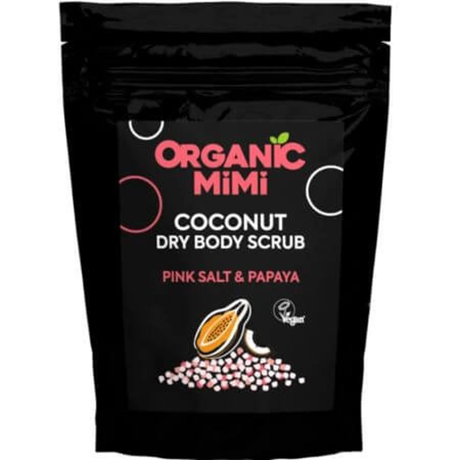 Körperpeeling mit rosa Salz, Papaya und Kokosnuss Coconut Dry Body Scrub, 150 g, Organic Mimi