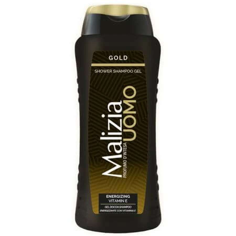 Energizing Gold douchegel en shampoo voor mannen, 250 ml, Malizia